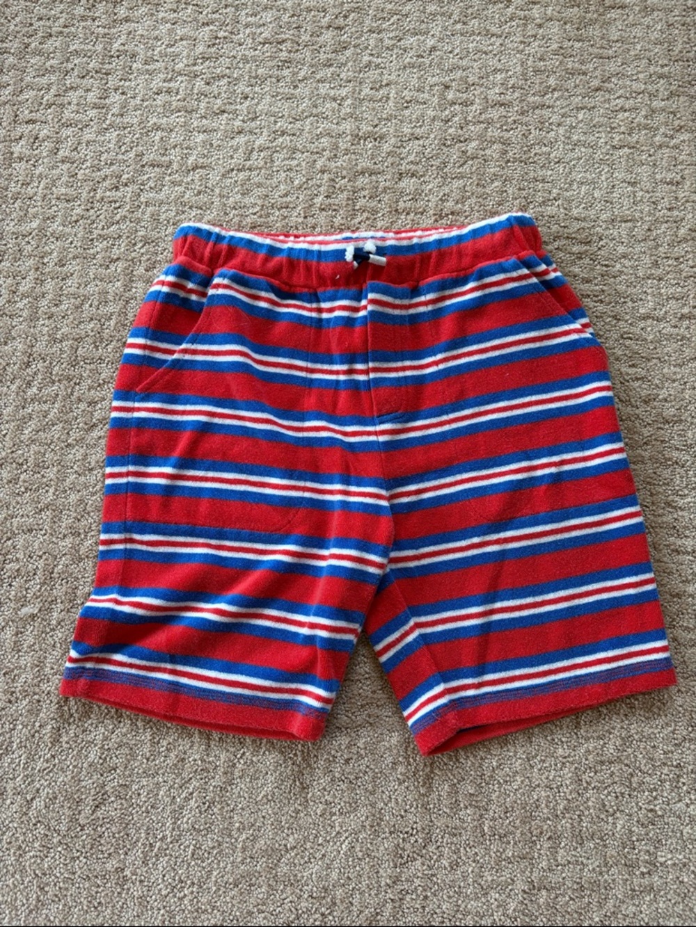 Like New mini Boden Red Striped Kids terry Shorts